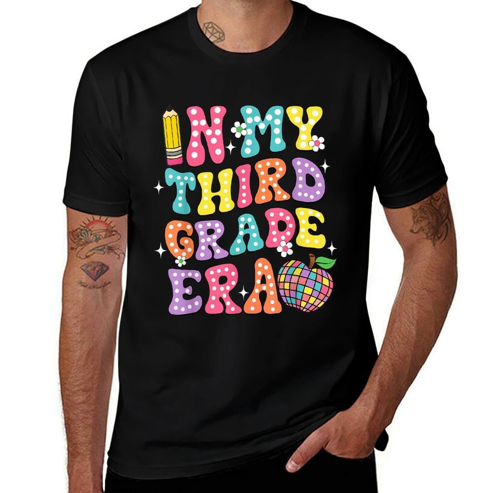 Retro Groovy In My Third Grade Era First Day Back To School  Trendy Pattern T-Shirt