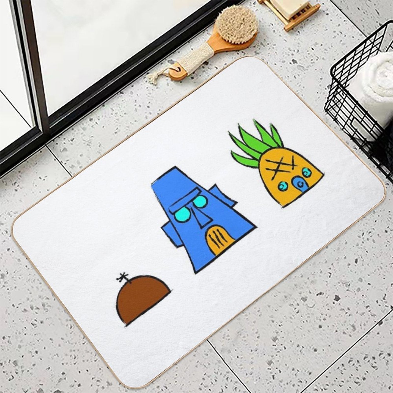 Sponge Bob House, Squidward House, Patrick House, Doodle House  Easy To Clean Bath Mat