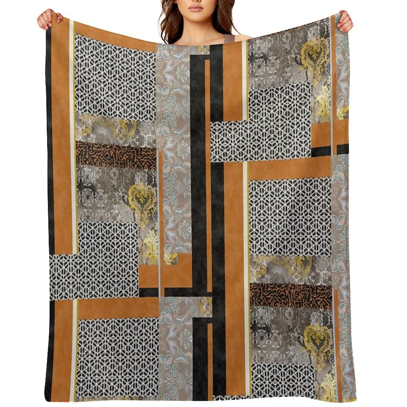 Ethnic Mixed Pattern Wrinkle-free Throw Blanket