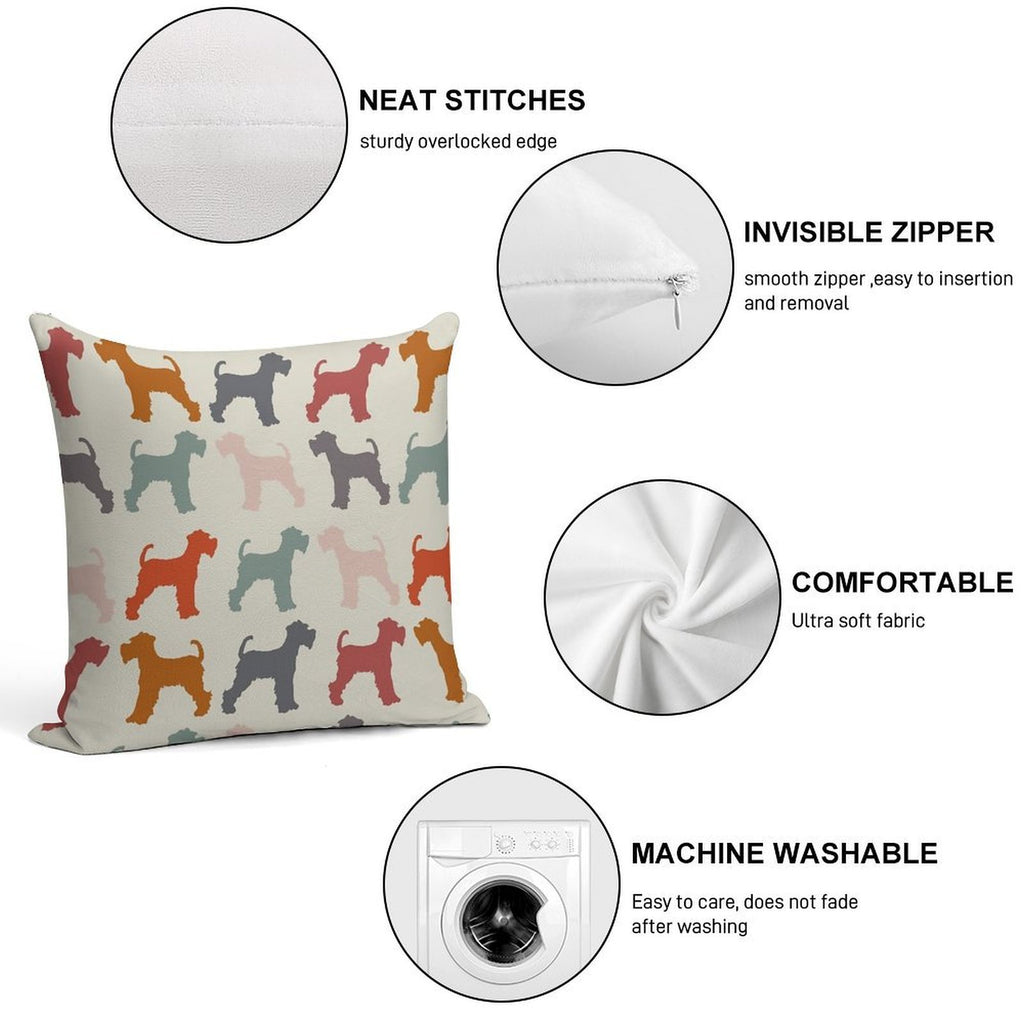 Vintage Miniature Schnauzer Dog Pattern Soft Warmth Comfort Throw Pillow