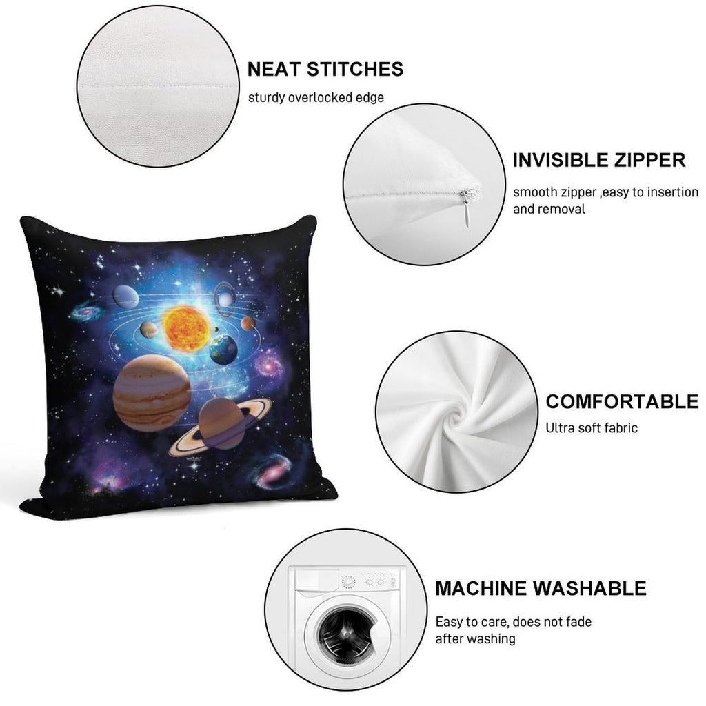 Solar System Soft Hidden Zipper Throw Pillow