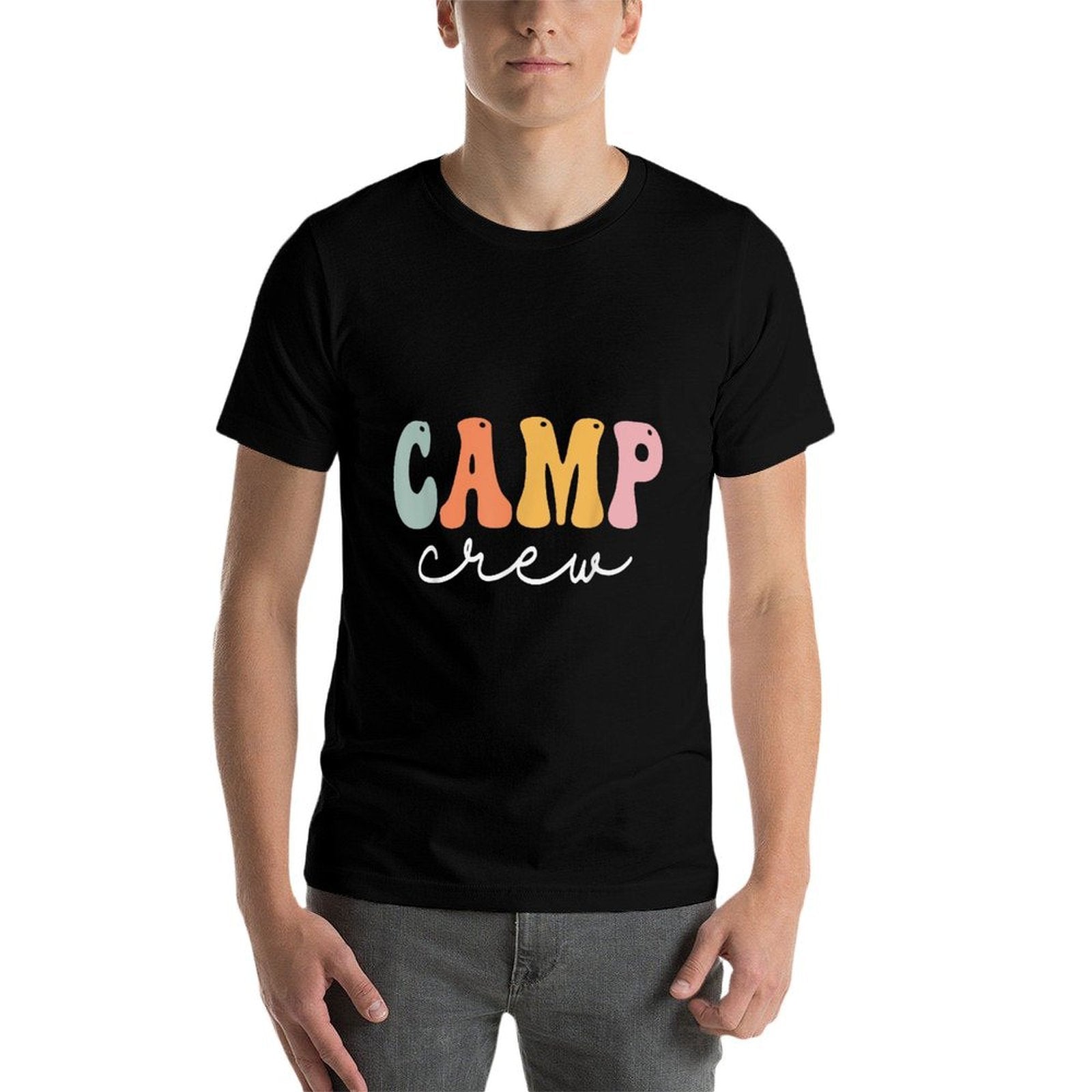 Camp Crew Retro Groovy Vintage Happy First Day Of School  Trendy Pattern T-Shirt