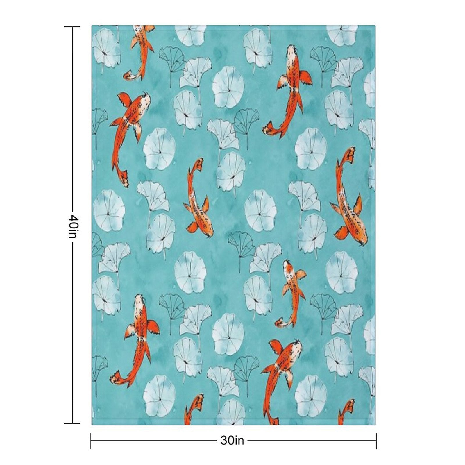 Waterlily Koi in Turquoise Easy Care Throw Blanket