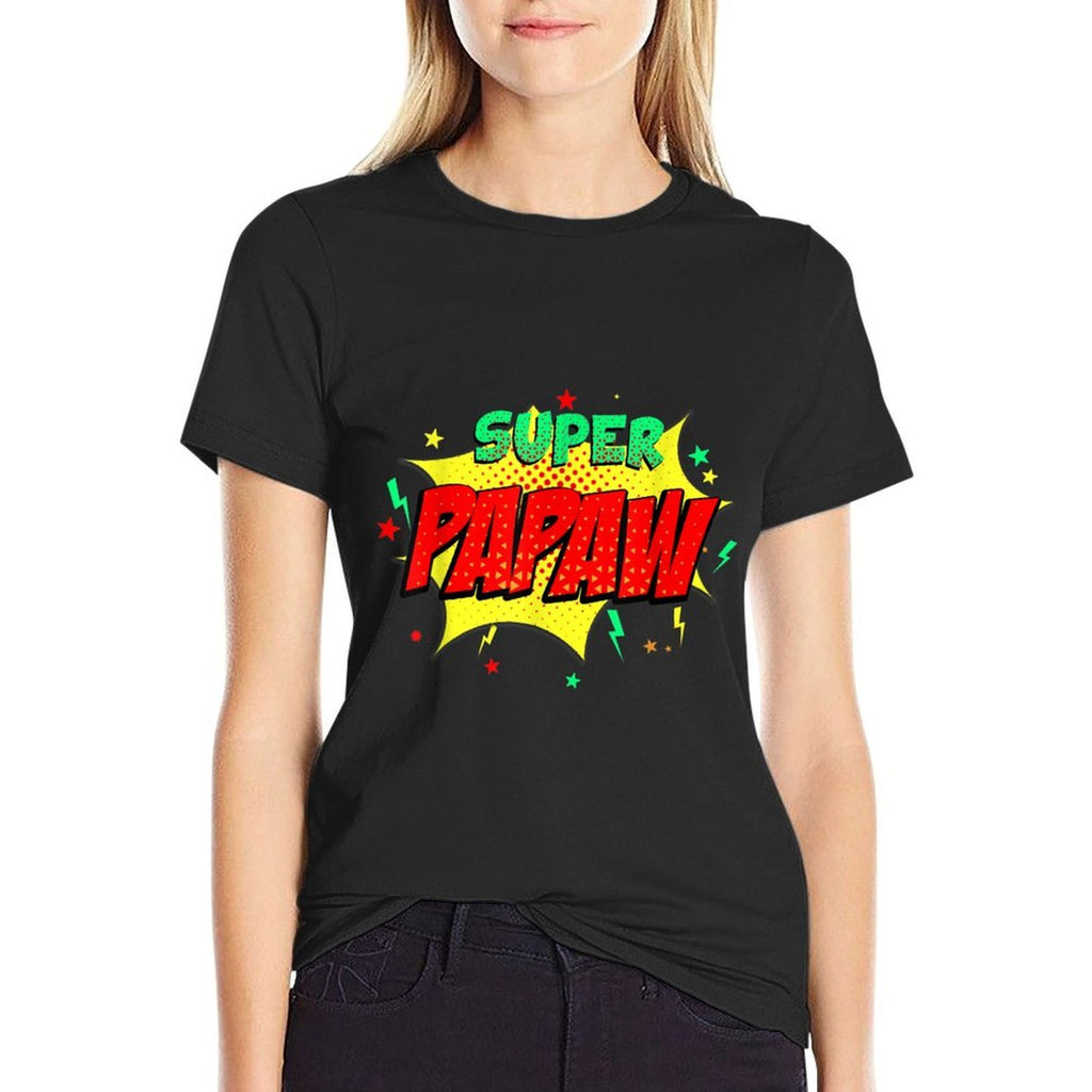 Super Papaw Comic Themed Style Superhero Fathers Day  Slim-fit Cut T-Shirt