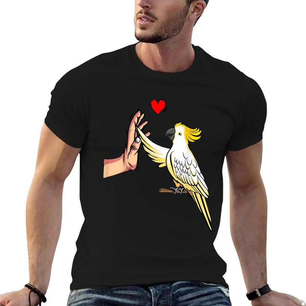 Cockatoo Love Parrot Bird Women  Ribbed Collar T-Shirt