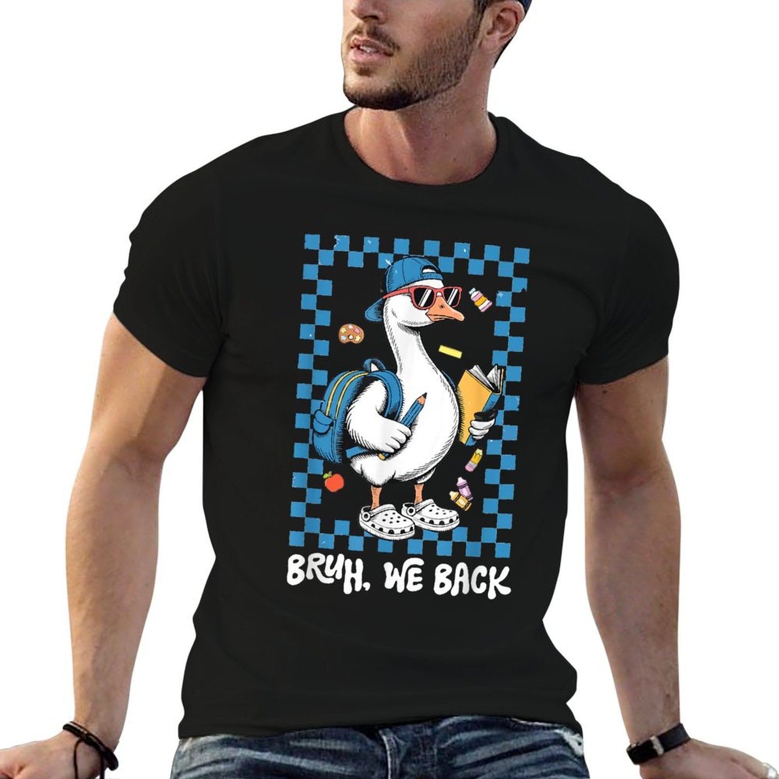 Funny Cute Goose Bruh We Back Boys Back to School  Quick-drying T-Shirt