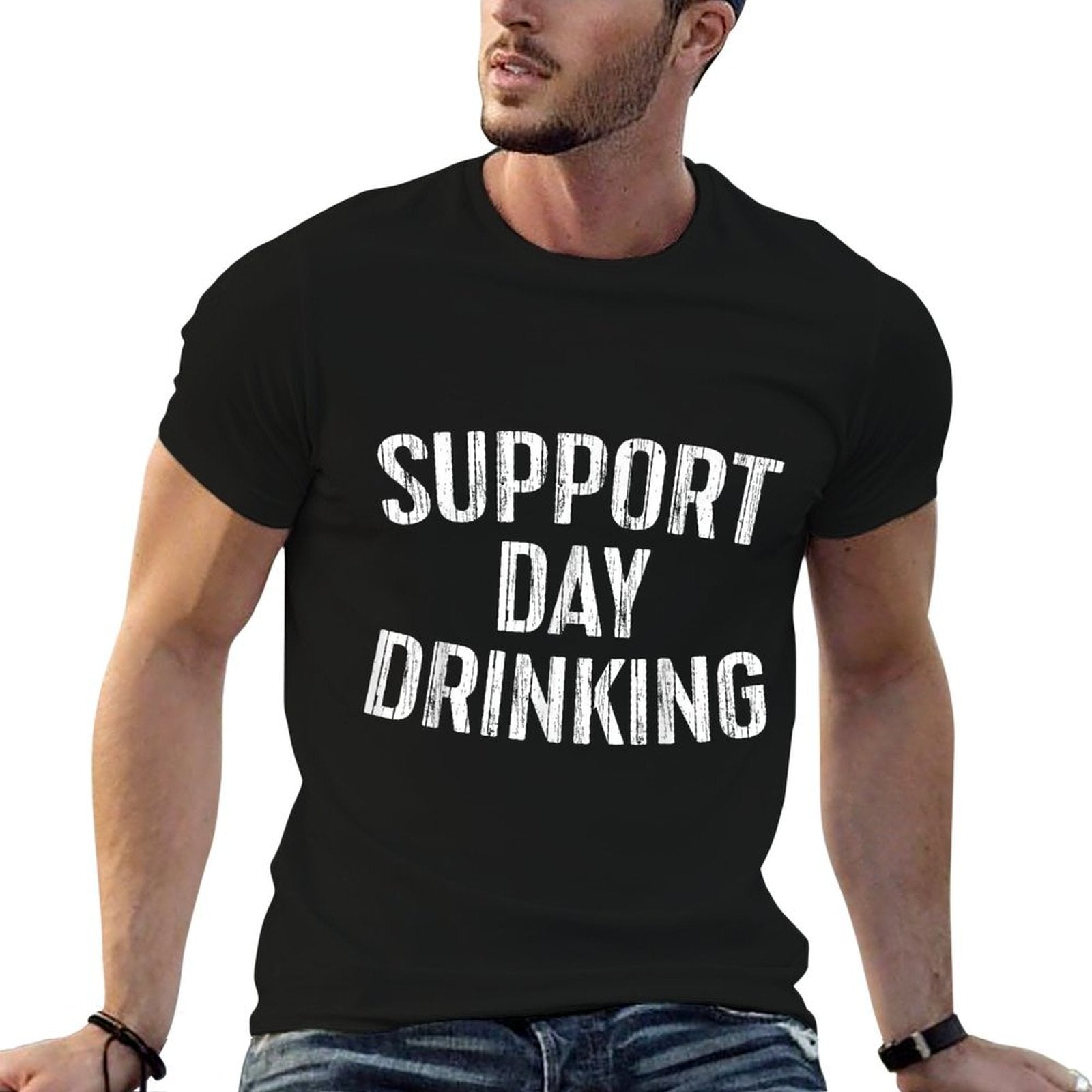 Support Day Drinking Funny Men Women Drinking  High-quality Stitching T-Shirt