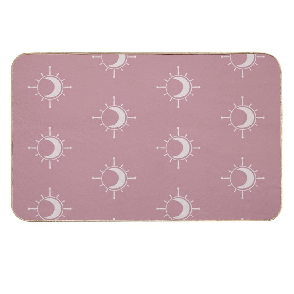 Cosmic Sun And Moon Design Soft Aesthetic In Muted Colors Deep Pink  High-Traffic Bath Mat