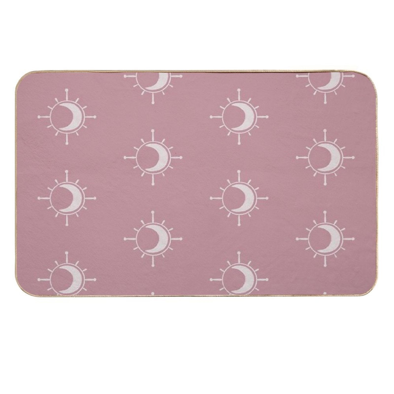 Cosmic Sun And Moon Design Soft Aesthetic In Muted Colors Deep Pink  High-Traffic Bath Mat