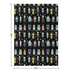 Robots Pattern Black Lightweight Throw Blanket