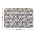 Colorful Retro Mid Century Aesthetic Squares Geometric Pattern Grayish Blue  Anti-Trip Bath Mat