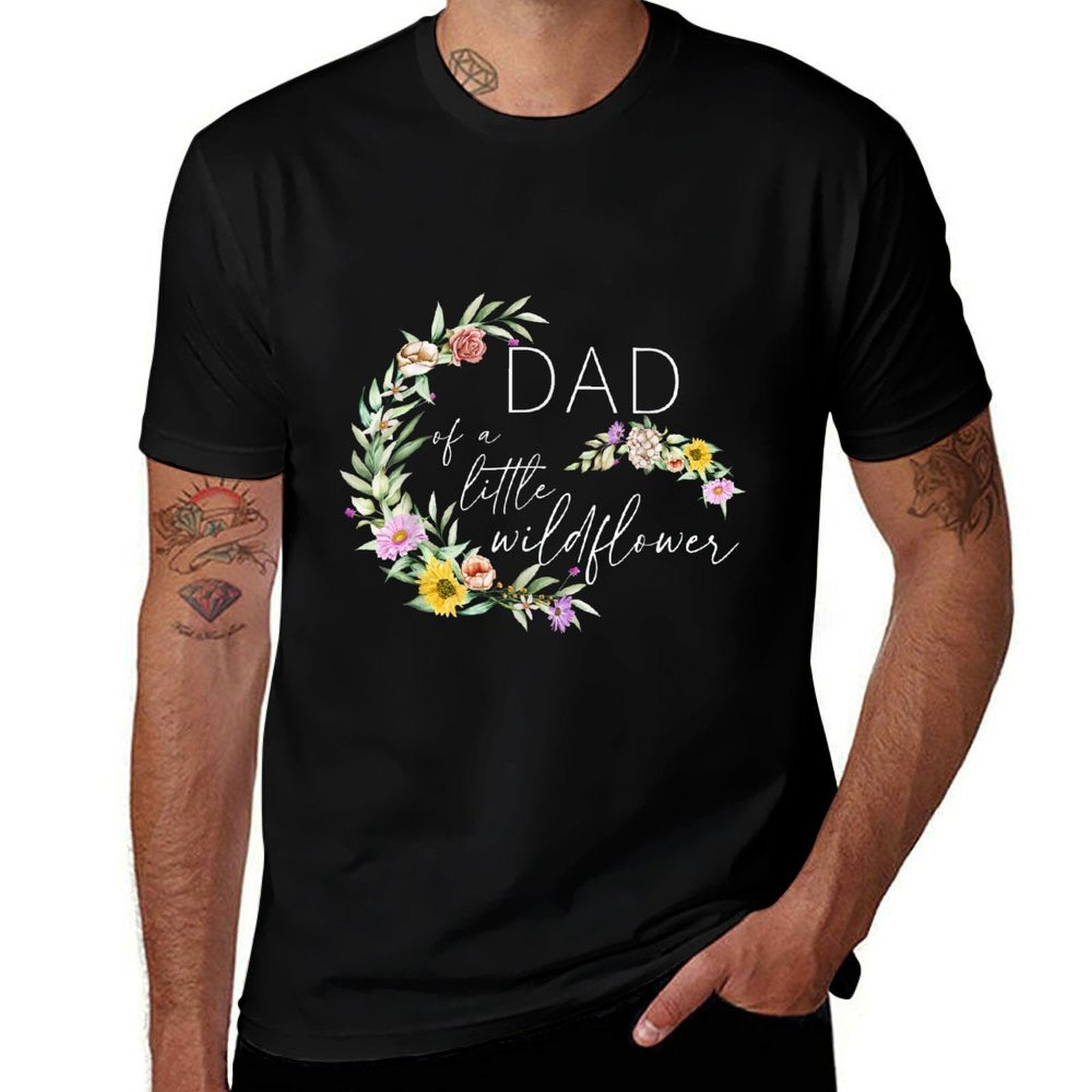Dad Of The Little Wildflower Birthday Party Baby Shower  Easy-care T-Shirt