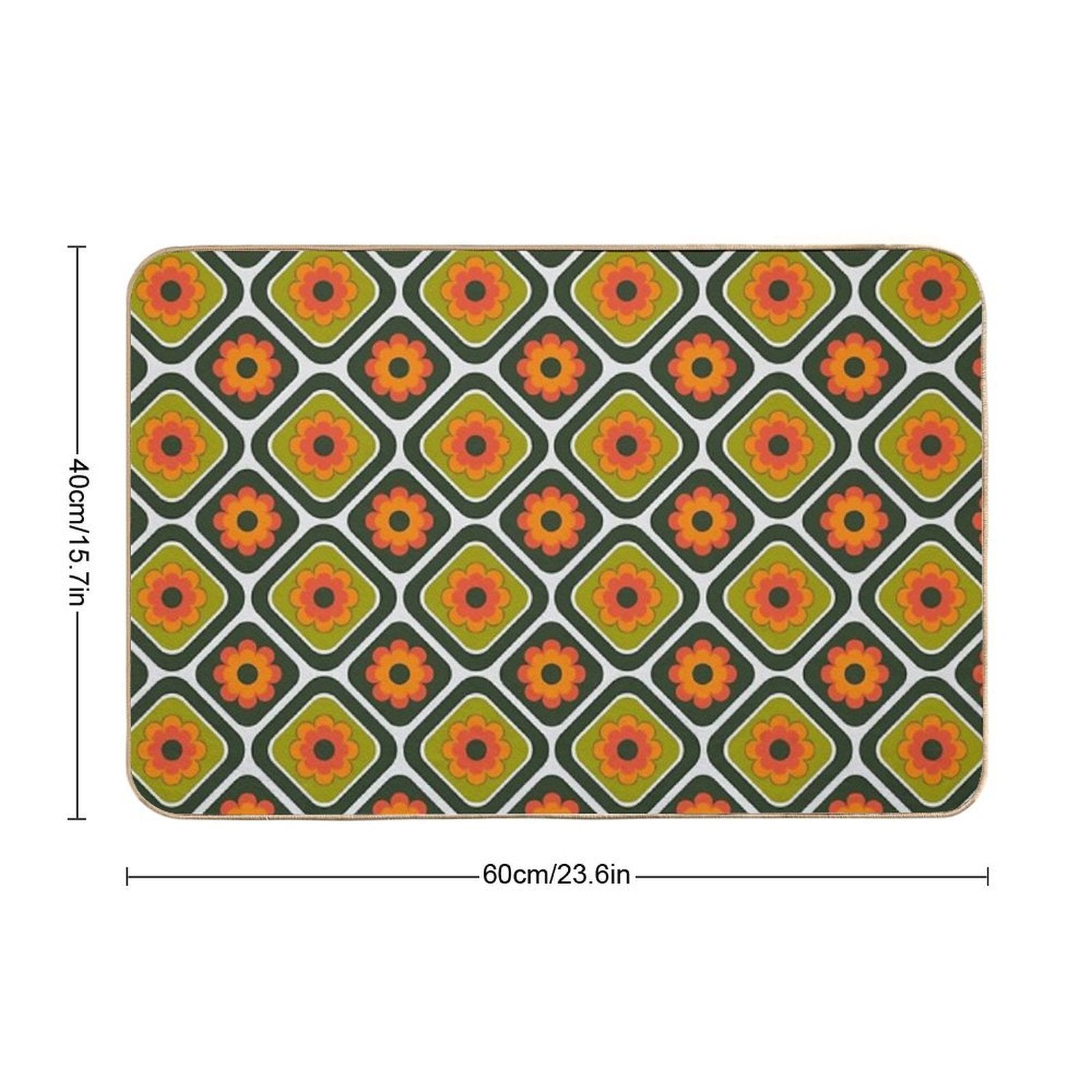 Geometric Floral Retro Durable Bath Mat