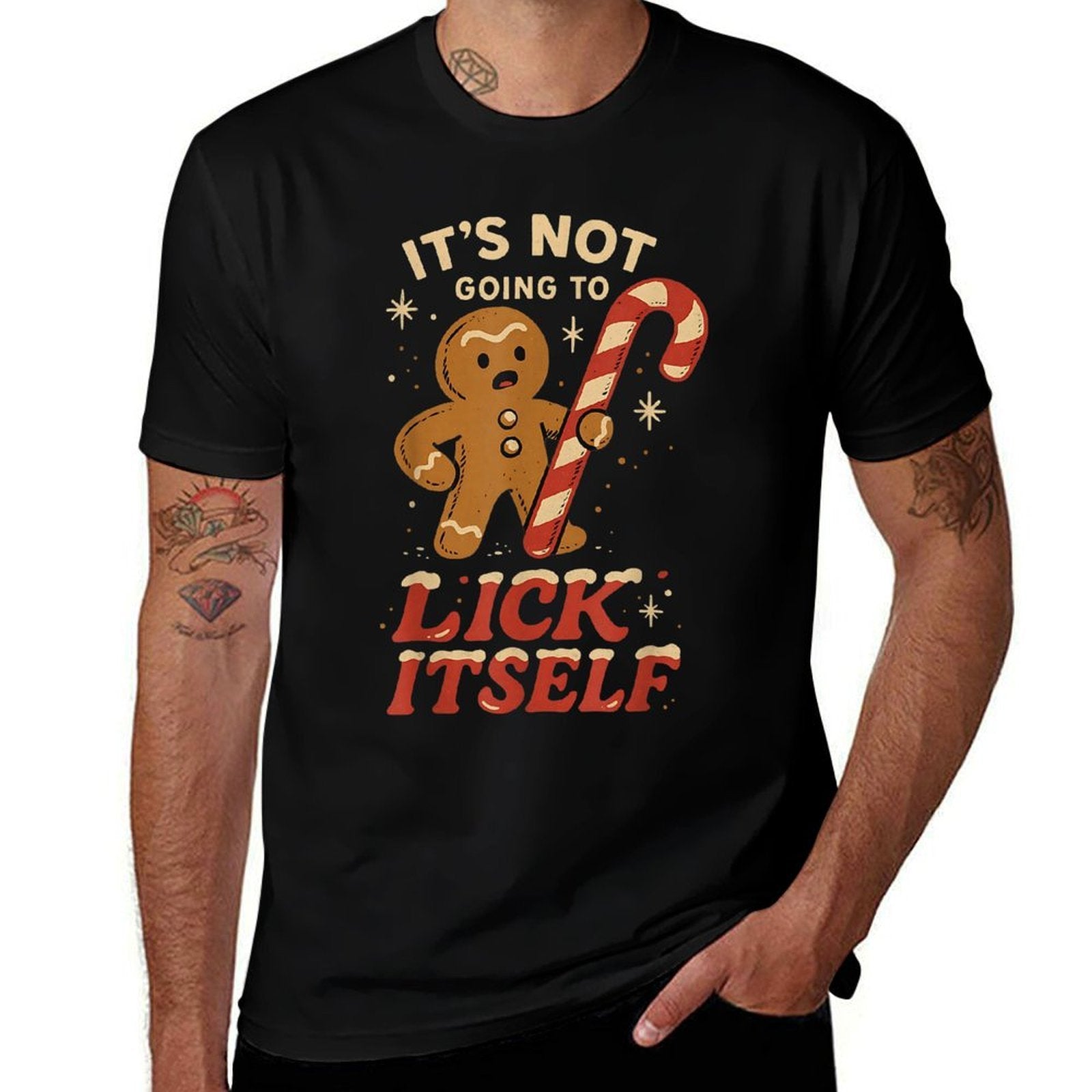 Gingerbread Man Candy Inappropriate Funny Christmas Graphic  Soft T-Shirt