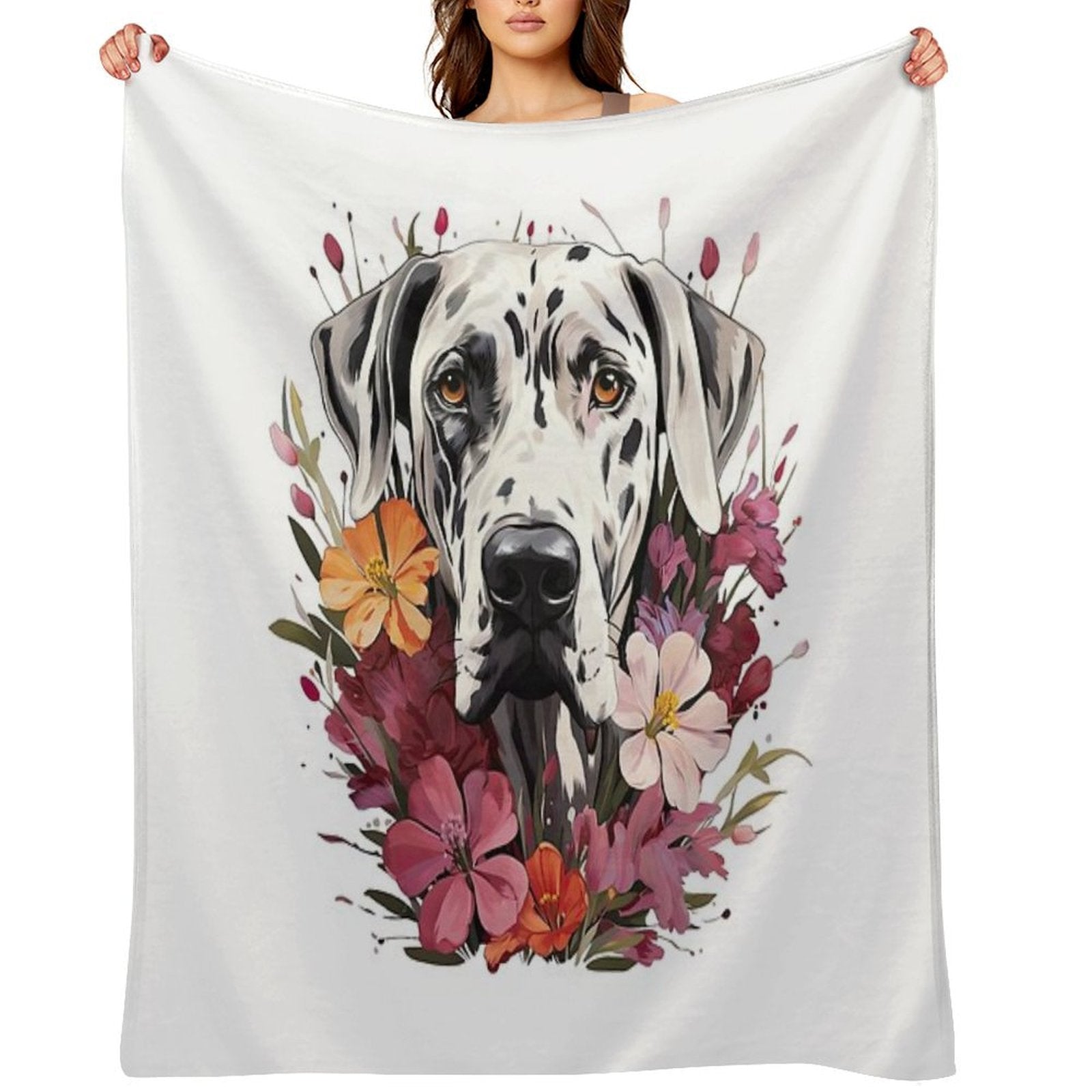 Beautiful Harlequin Great Dane Shrink-resistant Throw Blanket