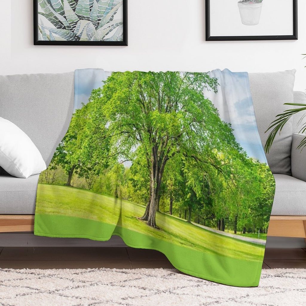 Large Elm Tree Machine-washable Throw Blanket