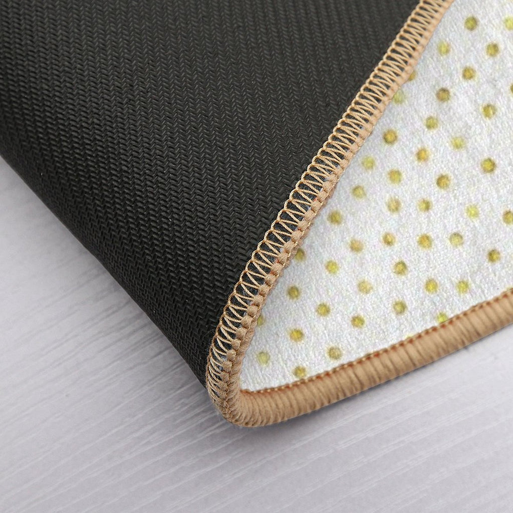 I Like Gold  Handpainted White + Gold Dots (Print Only)  Easy To Clean Bath Mat