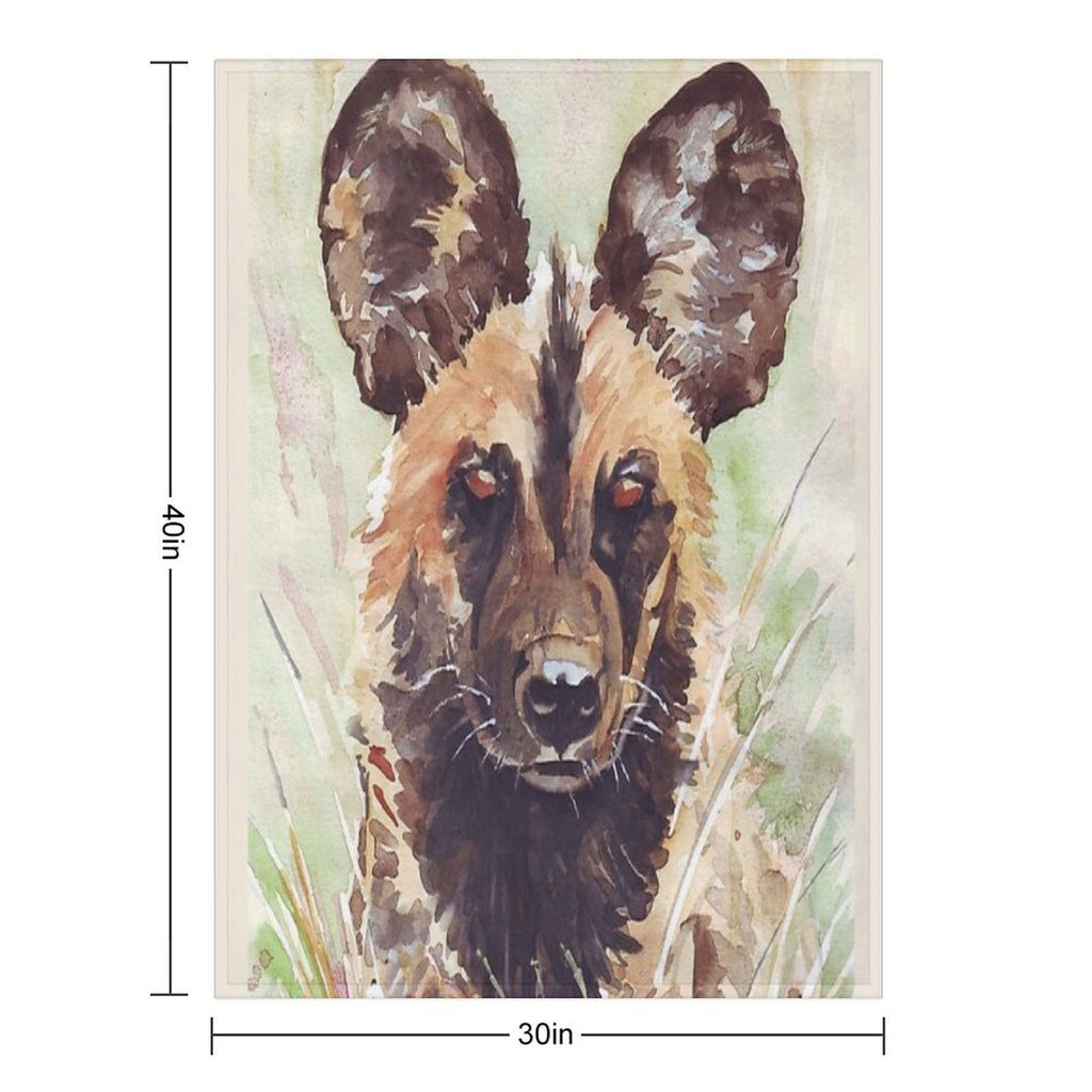 African Wild Dog Premium Throw Blanket