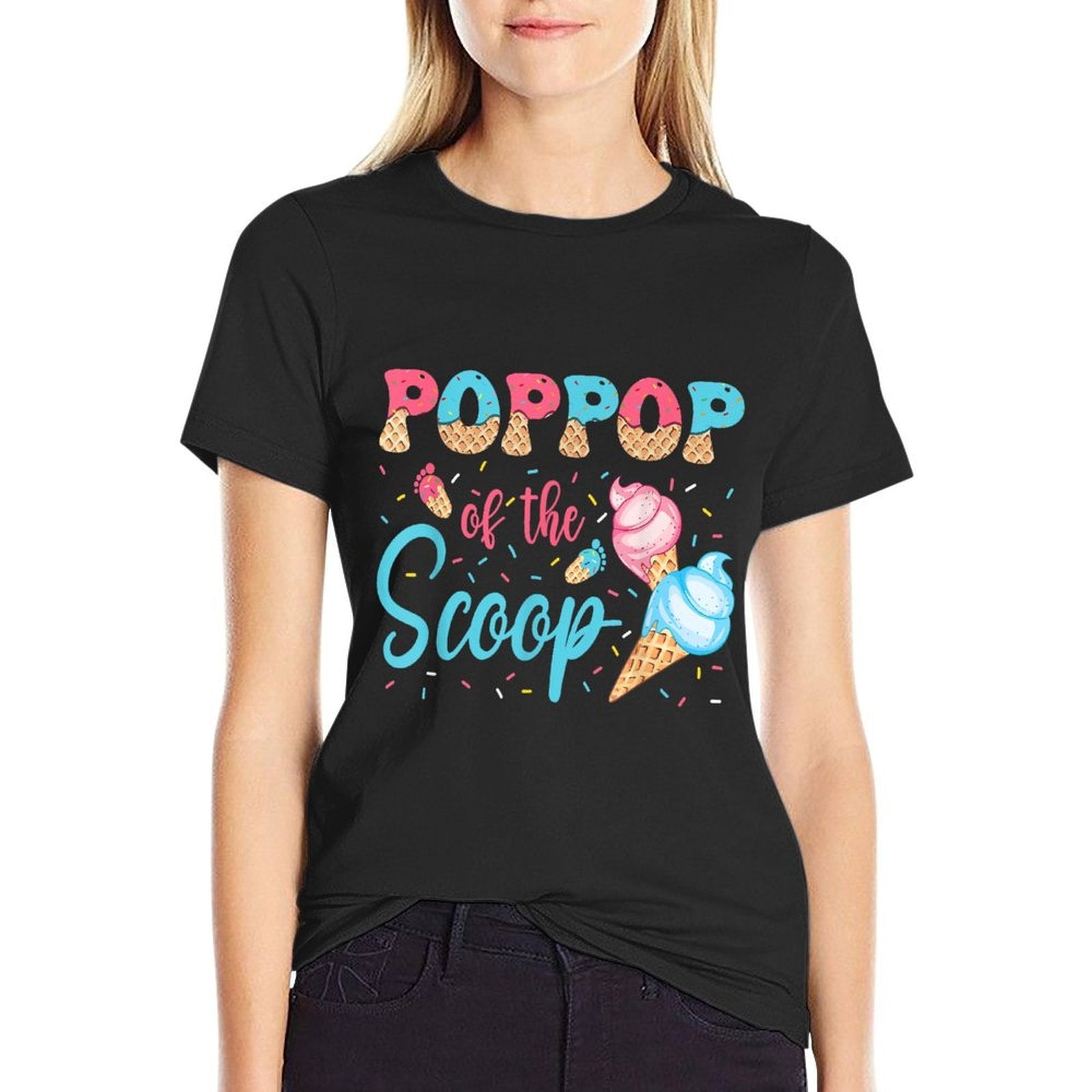 PopPop Of The Scoop Ice Cream Gender Reveal Baby Shower  Oversized Silhouette T-Shirt