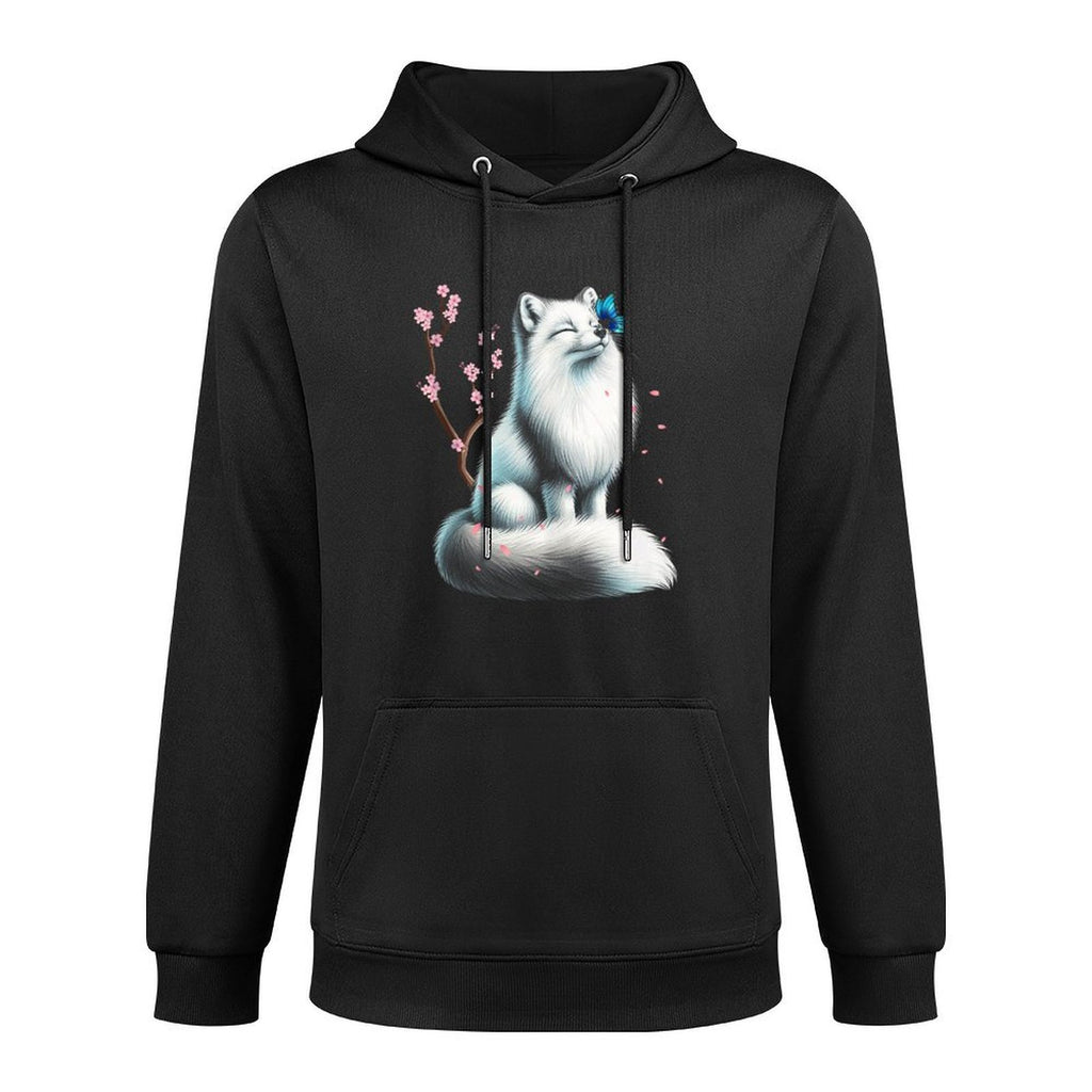 Arctic Japanese Fox Kawaii Cherry Blossom Flower Sakura All-Day Comfort Hoodie
