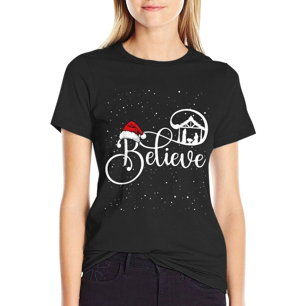 Believe Christian Nativity Scene Christmas Matching Family  Quick-drying T-Shirt