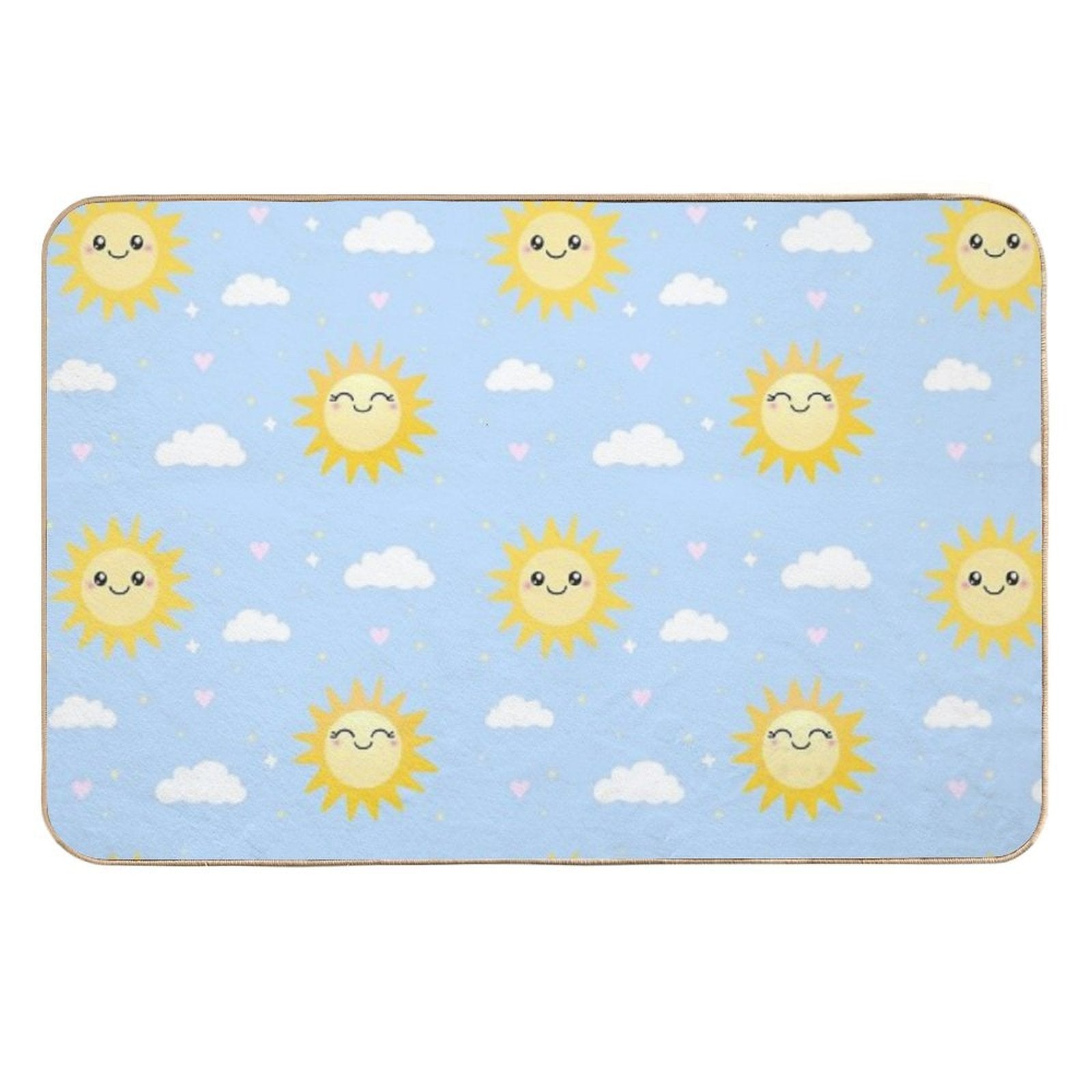Happy Sun Pattern - Cute Kawaii Summer Sunshine  Eco-Friendly Bath Mat