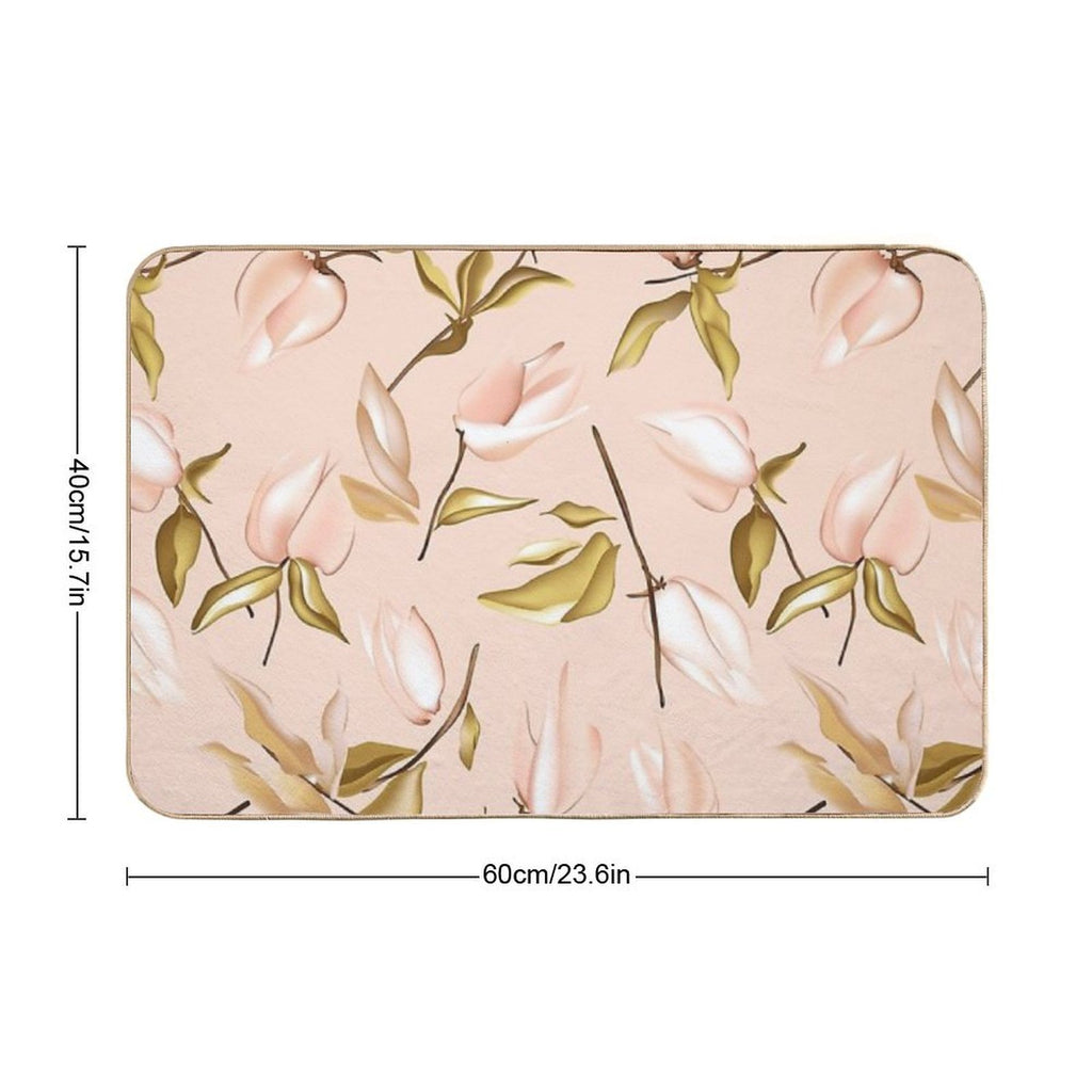 Floral Bloom Peach  Easy Maintenance Bath Mat