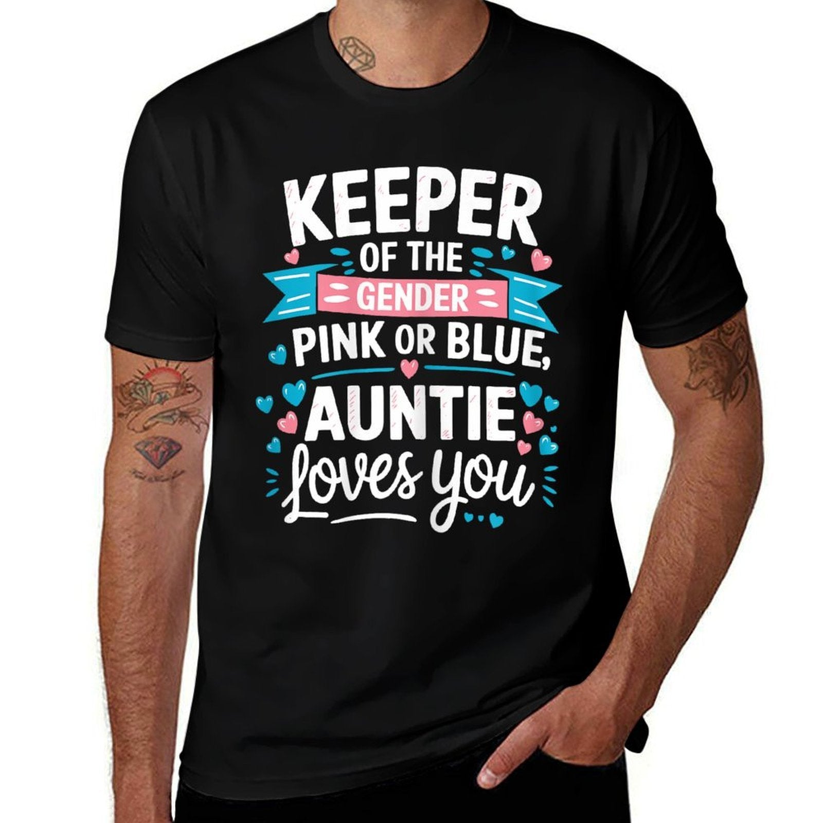 Keeper Of The Gender Loves Aunt You Auntie Baby Announcement  High-quality Stitching T-Shirt