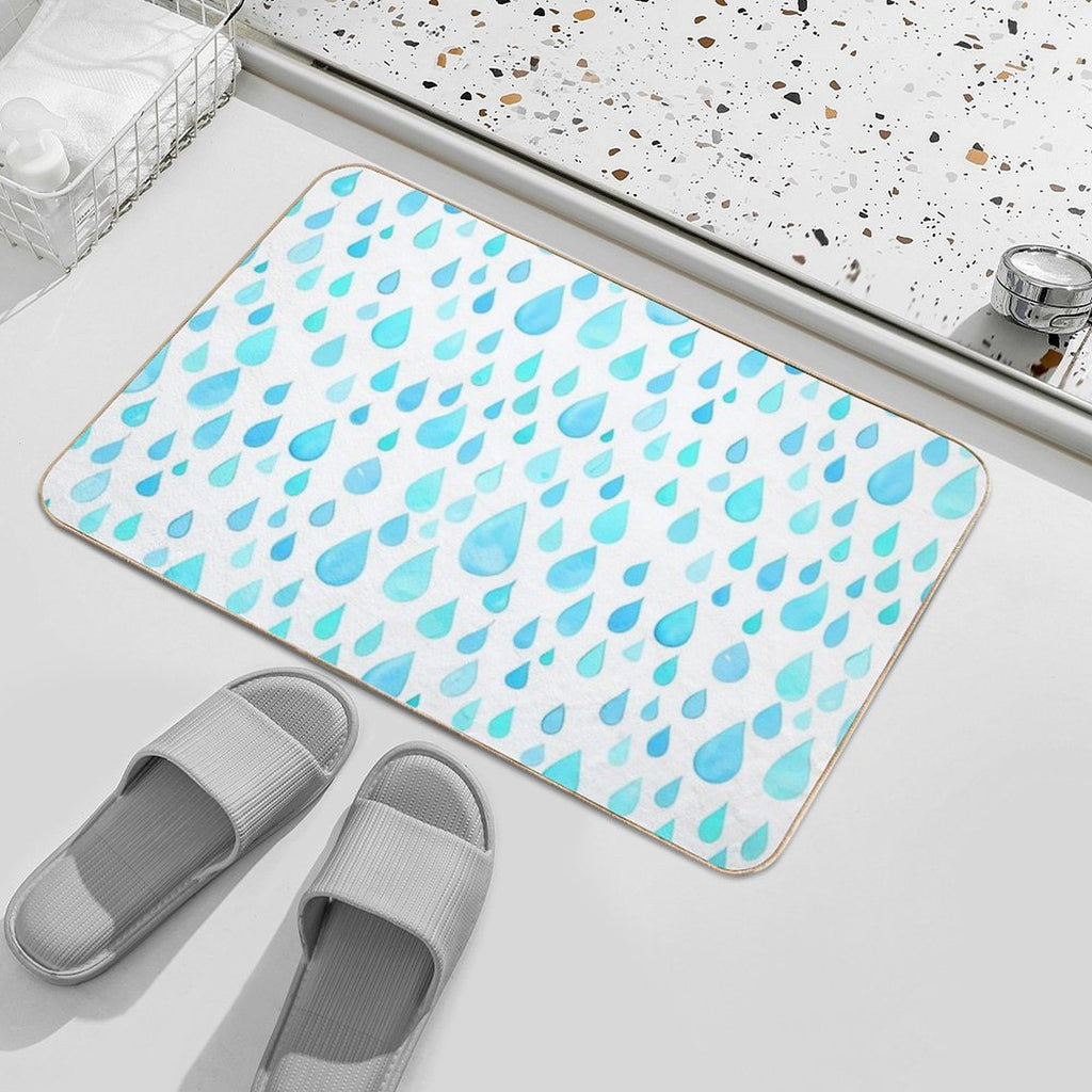 Blue Watercolor Drop Shades Art  Repositionable Bath Mat