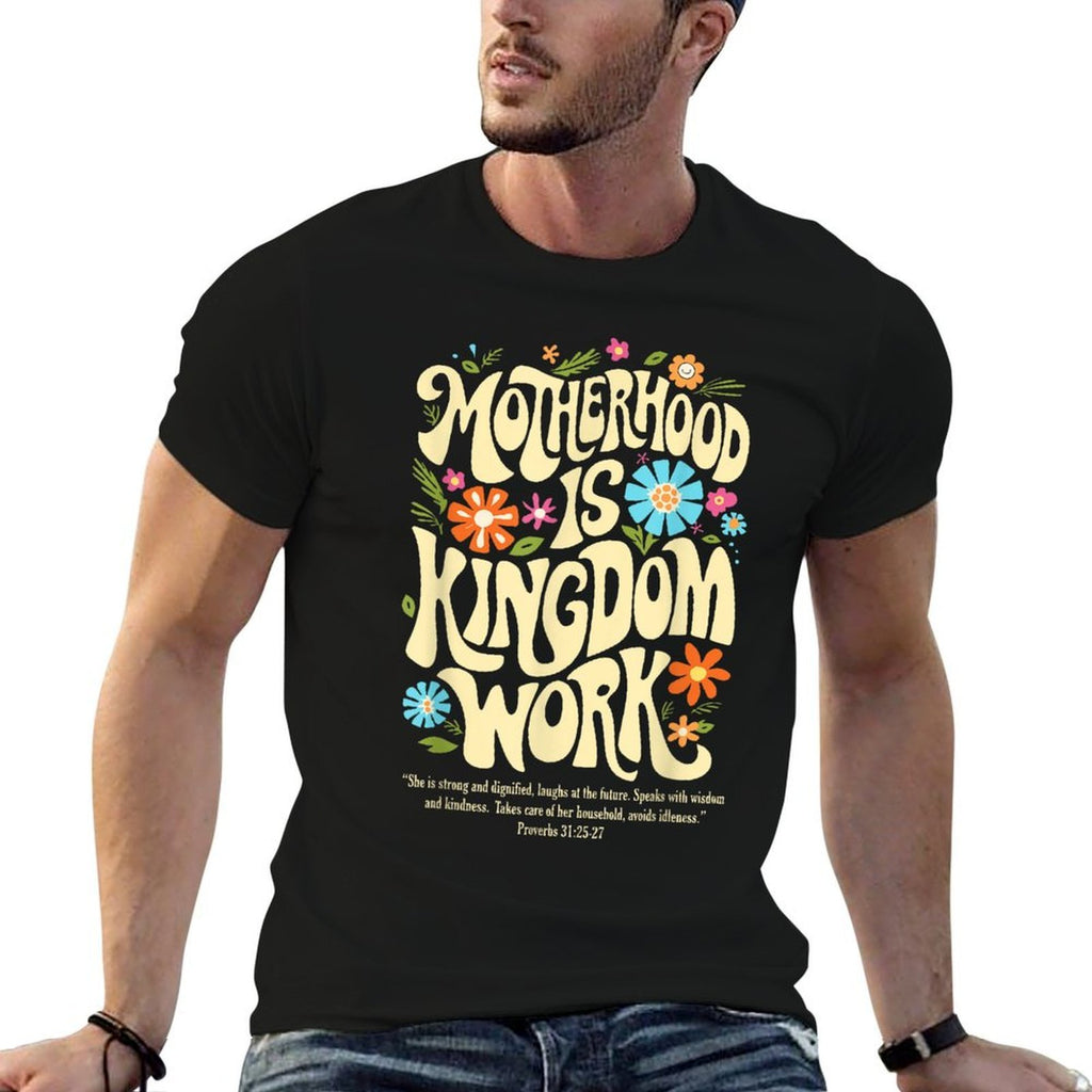 Floral Vintage Motherhood Is Kingdom Work Mama Mothers Day  Polyester Blend T-Shirt