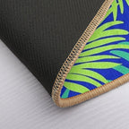 Tropical Pattern  Blue & Green Palm Leaf  Versatile Bath Mat