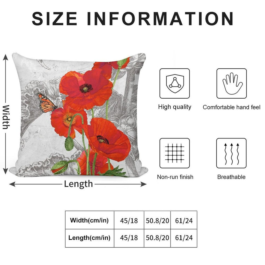 Red Poppies 2 Soft Gift Ready Throw Pillow