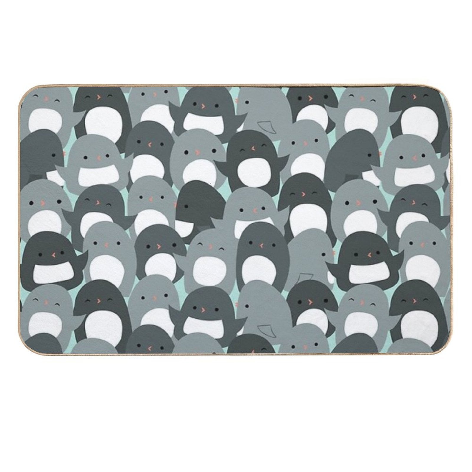 Cute Penguin Crowd  Easy To Clean Bath Mat