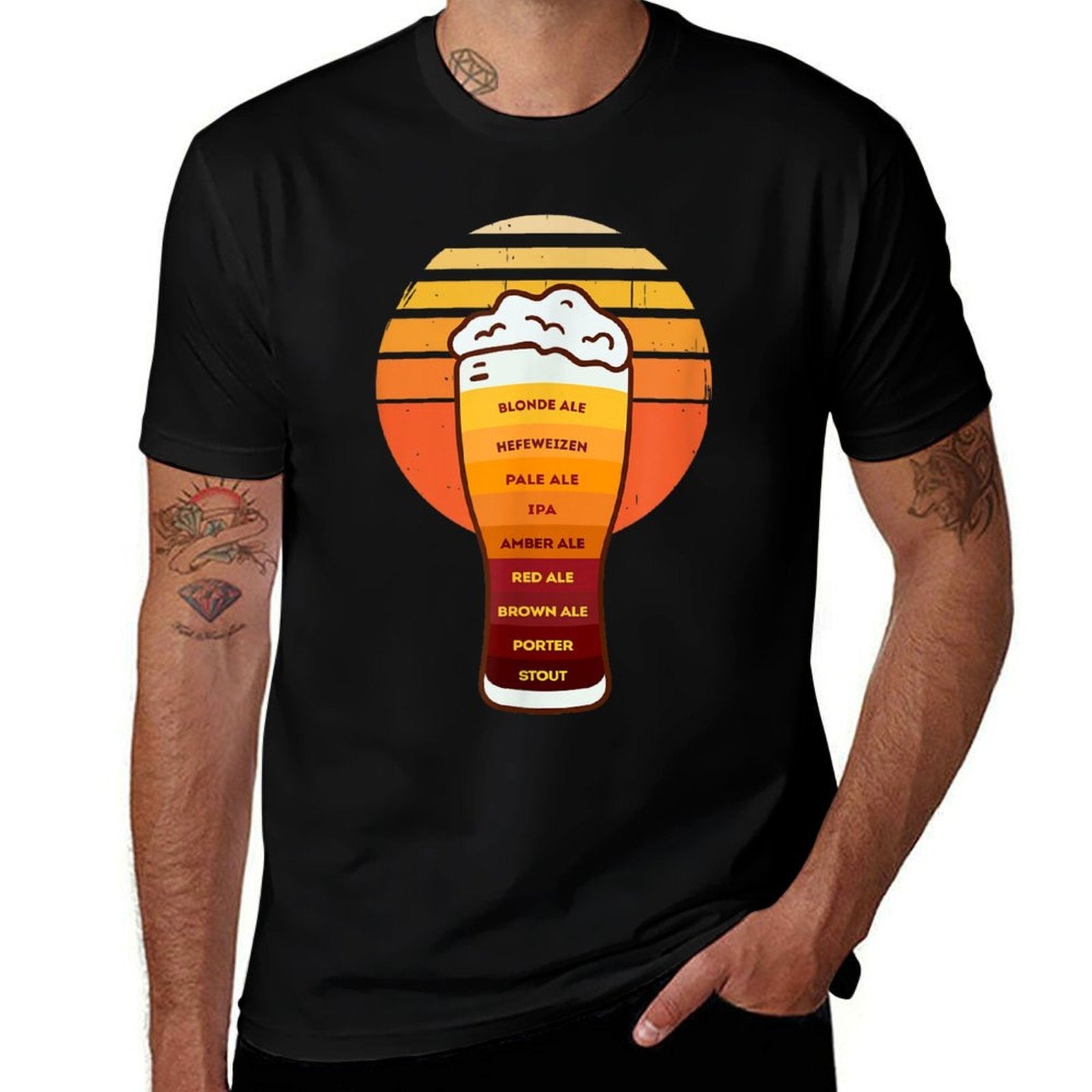 Beer Diversity in A Beer Glass with Foam - Retro Beer Types  Oversized Silhouette T-Shirt