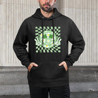 Groovy Shamrock Smile Face St Patricks Day Men Kids Funny Shape Retention Hoodie