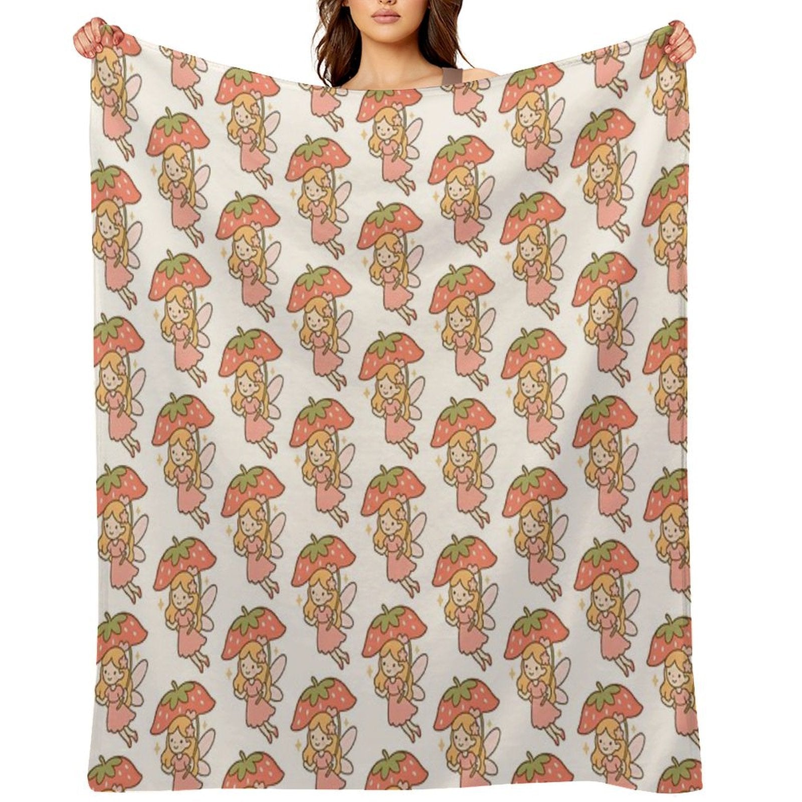Cute Strawberry Fairy All-season Throw Blanket