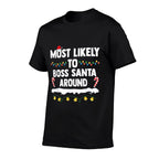 Most Likely To Boss Santa Around Matching Family Christmas  Heathered Texture T-Shirt