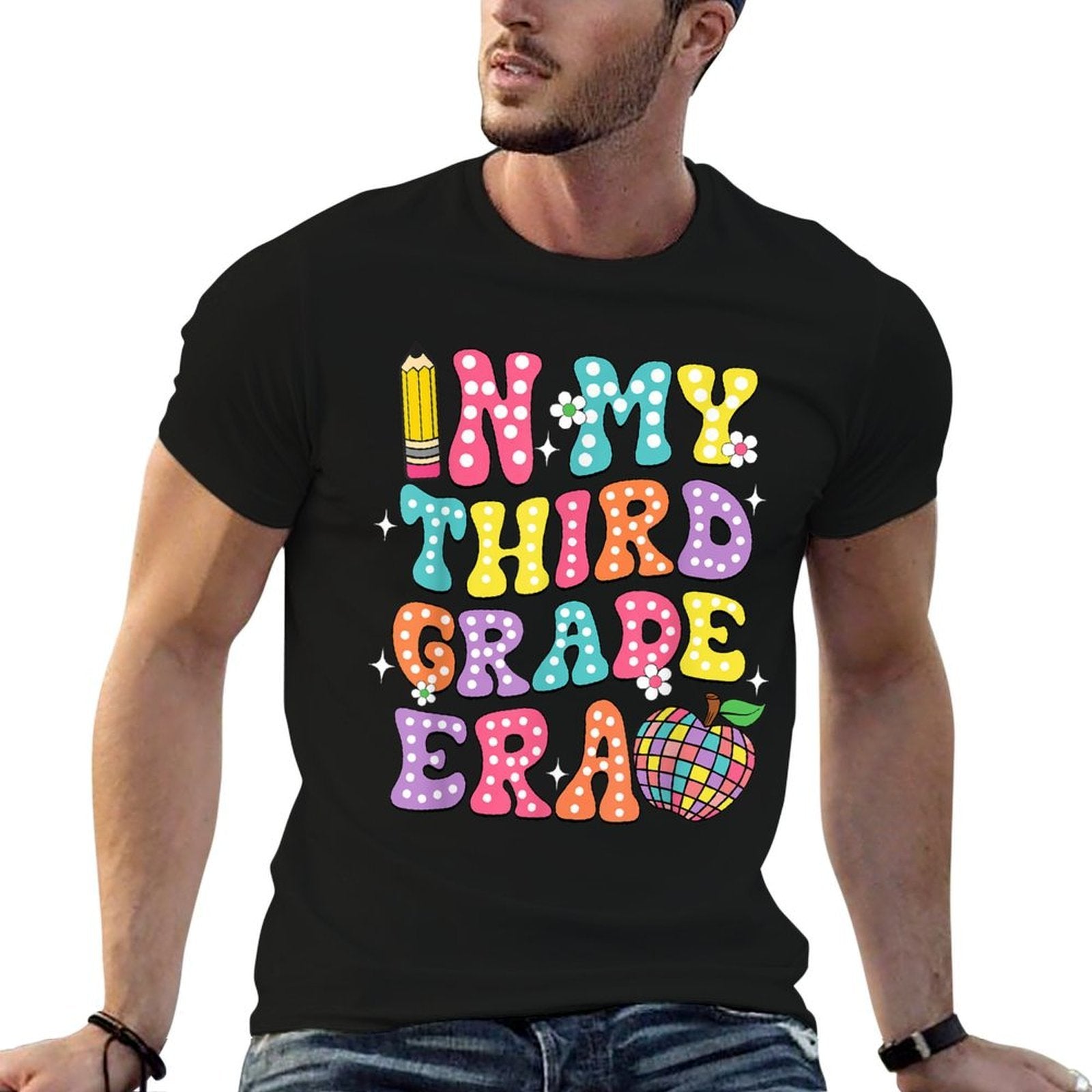 Retro Groovy In My Third Grade Era First Day Back To School  Trendy Pattern T-Shirt