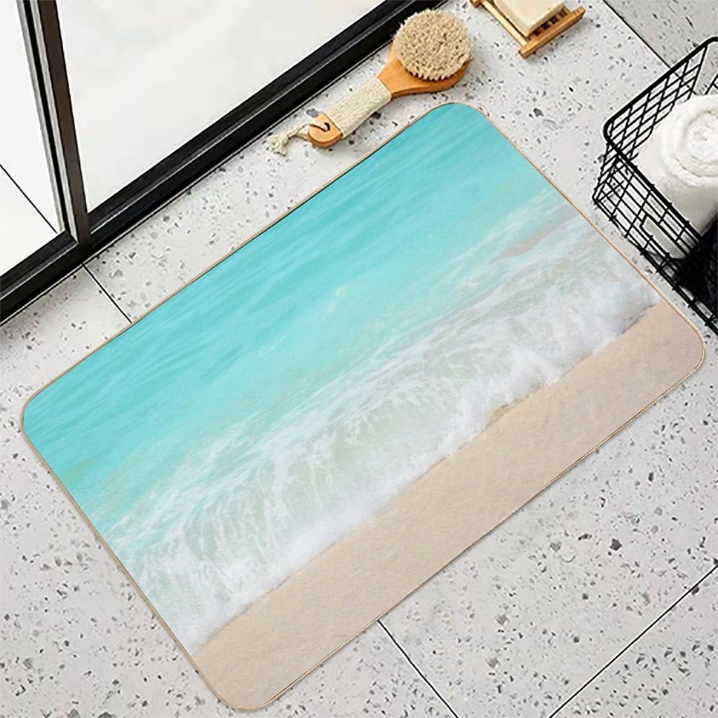 Bright Blue Calm Ocean Shore  Multi-Purpose Bath Mat