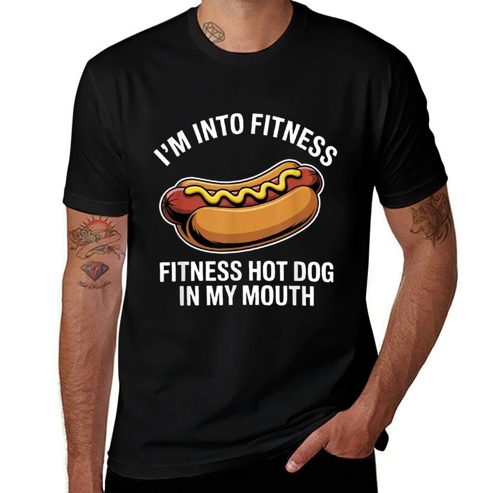 Im Into Fitness Hot Dog in My Mouth Funny Glizzy Meme  Relaxed-fit T-Shirt