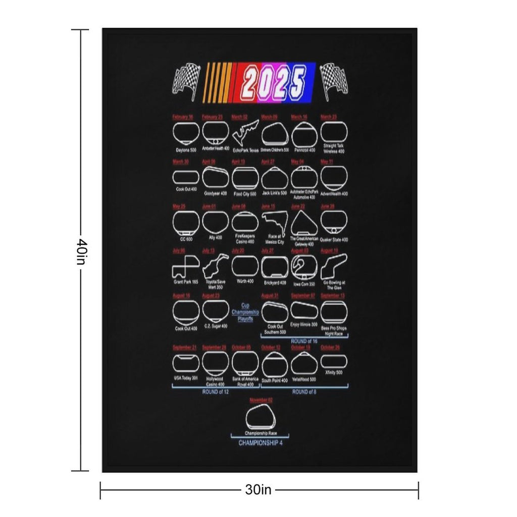 Schedule Nascar Cup Series 2025 Machine-washable Throw Blanket