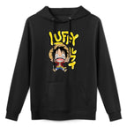 One Piece Anime Luffy Chibi with Bubble Letters Shrink-Resistant Hoodie