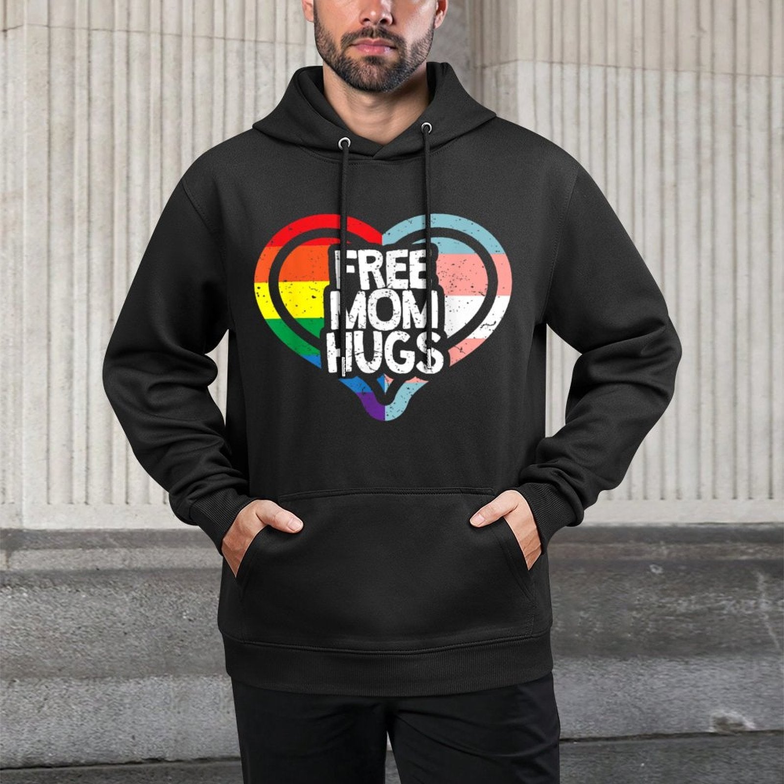Free Mom Hugs Rainbow Pride Shrink-Resistant Hoodie