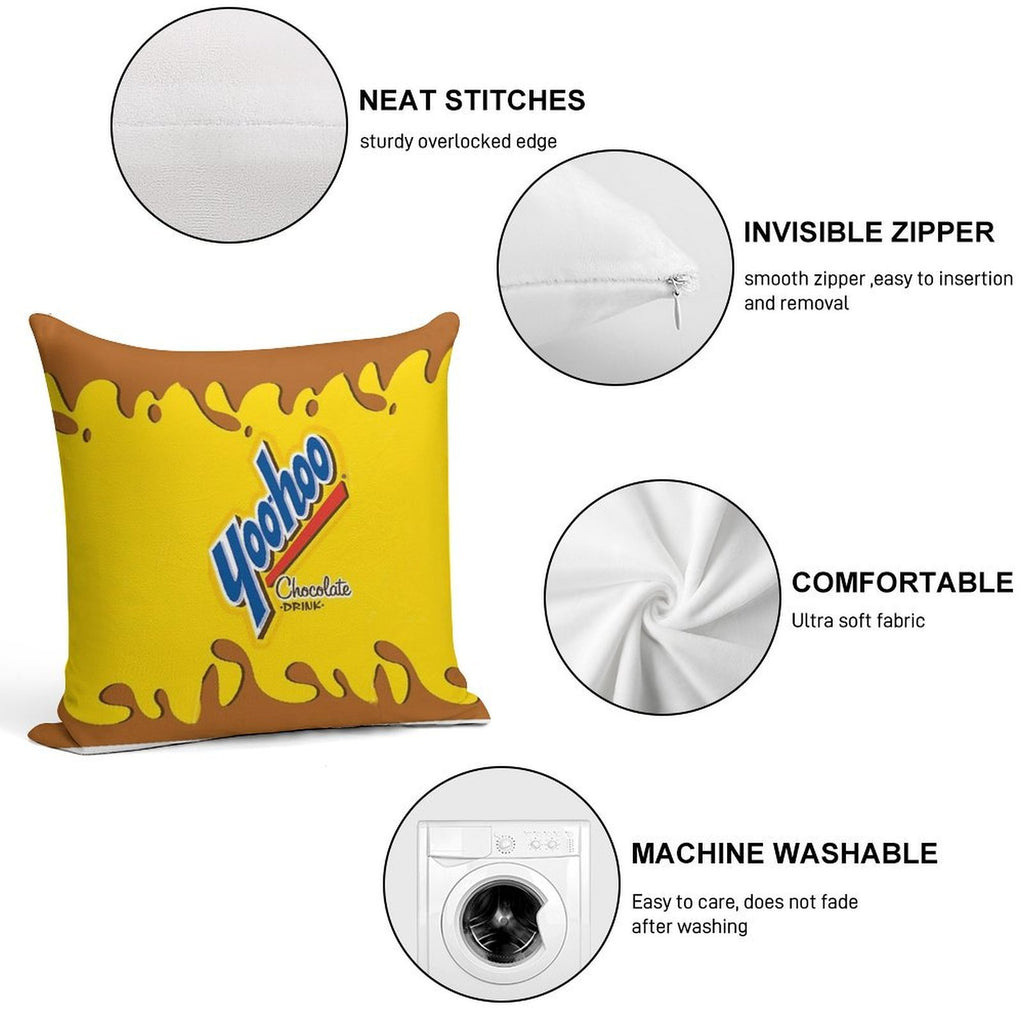 Yoohoo Chocolate Milk Soft Shrink-Resistant Throw Pillow