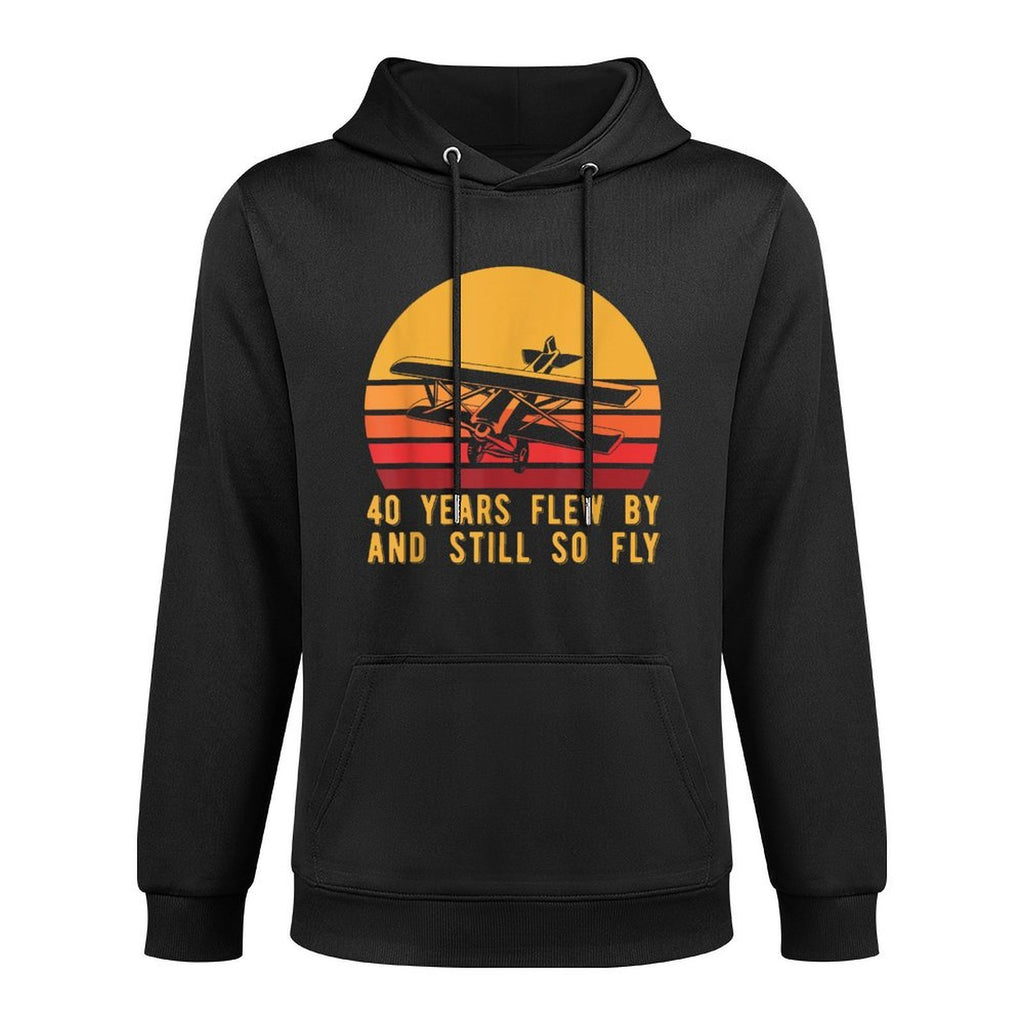 40th Birthday Biplane Turning 40 Airplane Pilot Shape Retention Hoodie