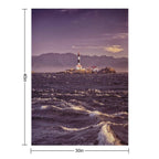 Race Rocks Lighthouse Beautiful Dramatic Sunset Scenery Vancouver Island Art Print Premium Throw Blanket