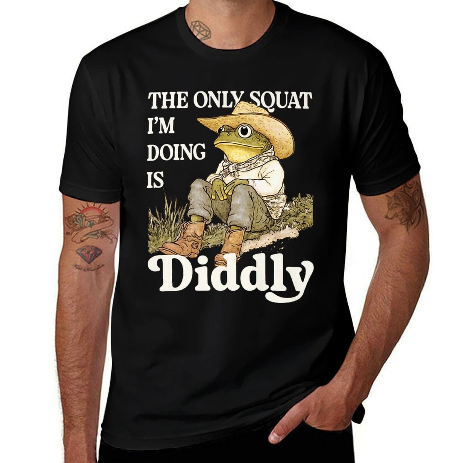 Frog Toad Cowboy Western Only Squat Im Doing Is Diddly Premium  Lightweight T-Shirt