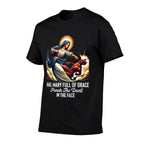 Hail Mary Full of Grace Punch The Devil in The Face Catholic Raglan Baseball  Oversized Silhouette T-Shirt