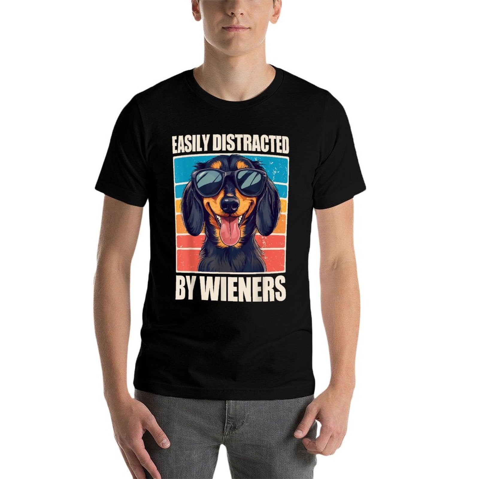 Easily Distracted By Wieners Dachshund  Polyester Blend T-Shirt