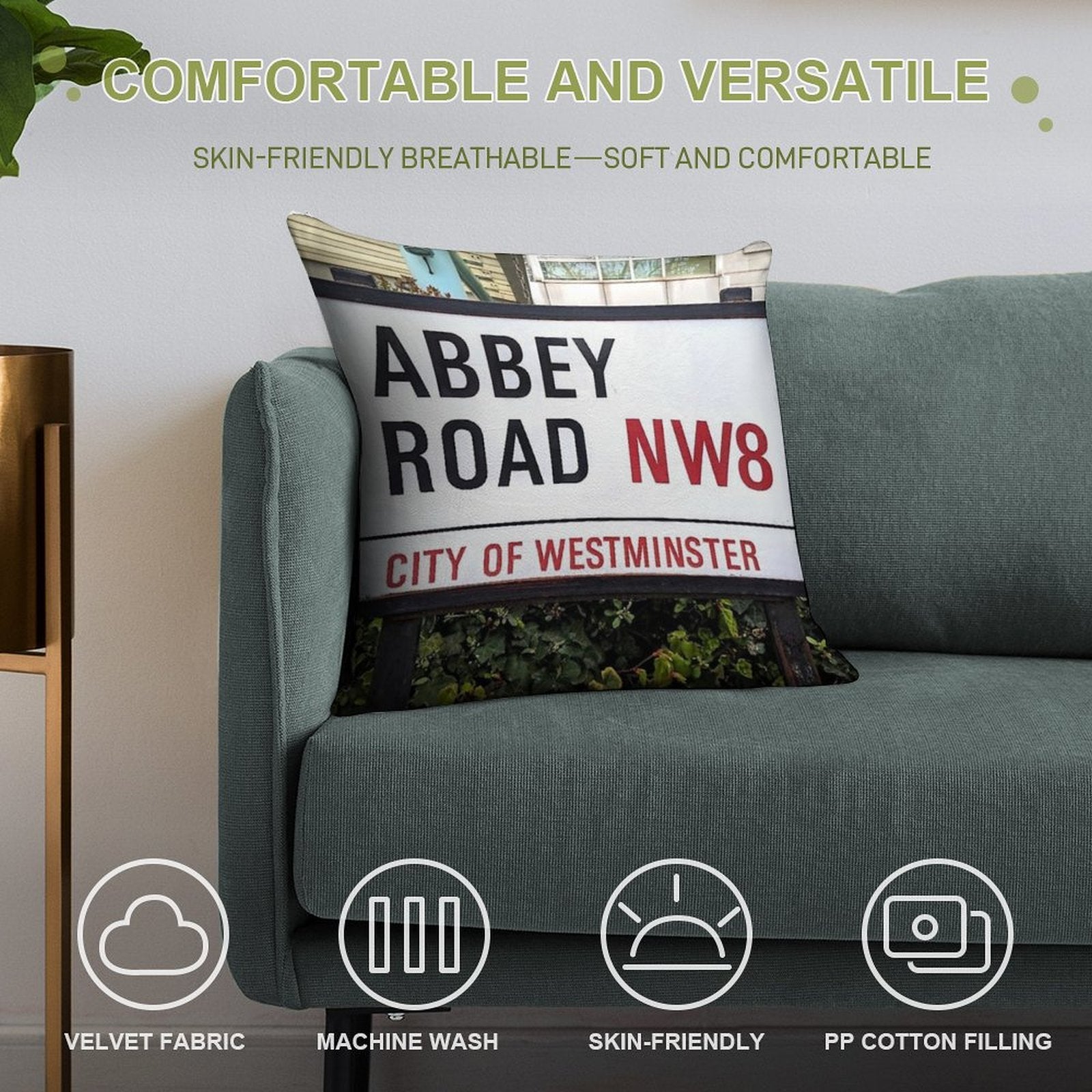 Abbey Road Soft Easy Maintenance Throw Pillow